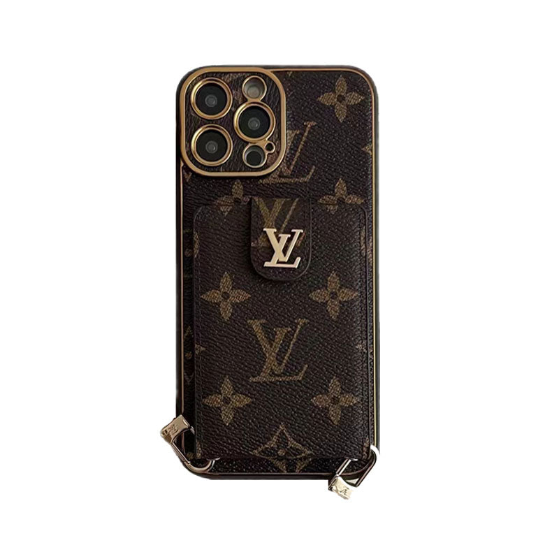 Monogram iPhone Case With Card Wallet And Strap -Small printing-ZQB231228