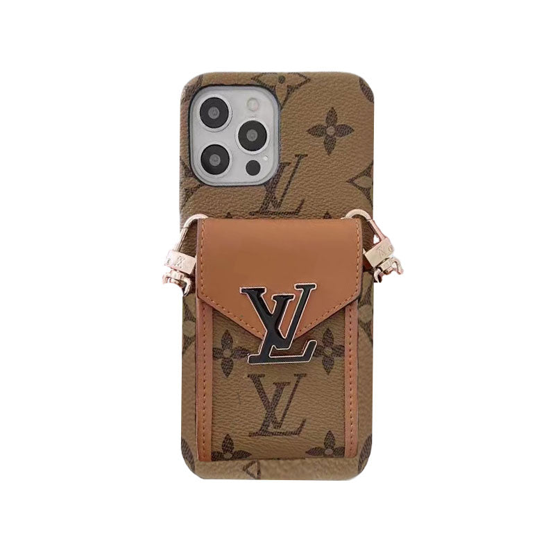 Monogram iPhone Case With Wallet And Strap White Grid -DGK240329