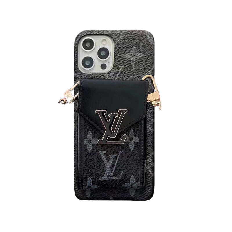 Monogram iPhone Case With Wallet And Strap White Grid -DGK240329