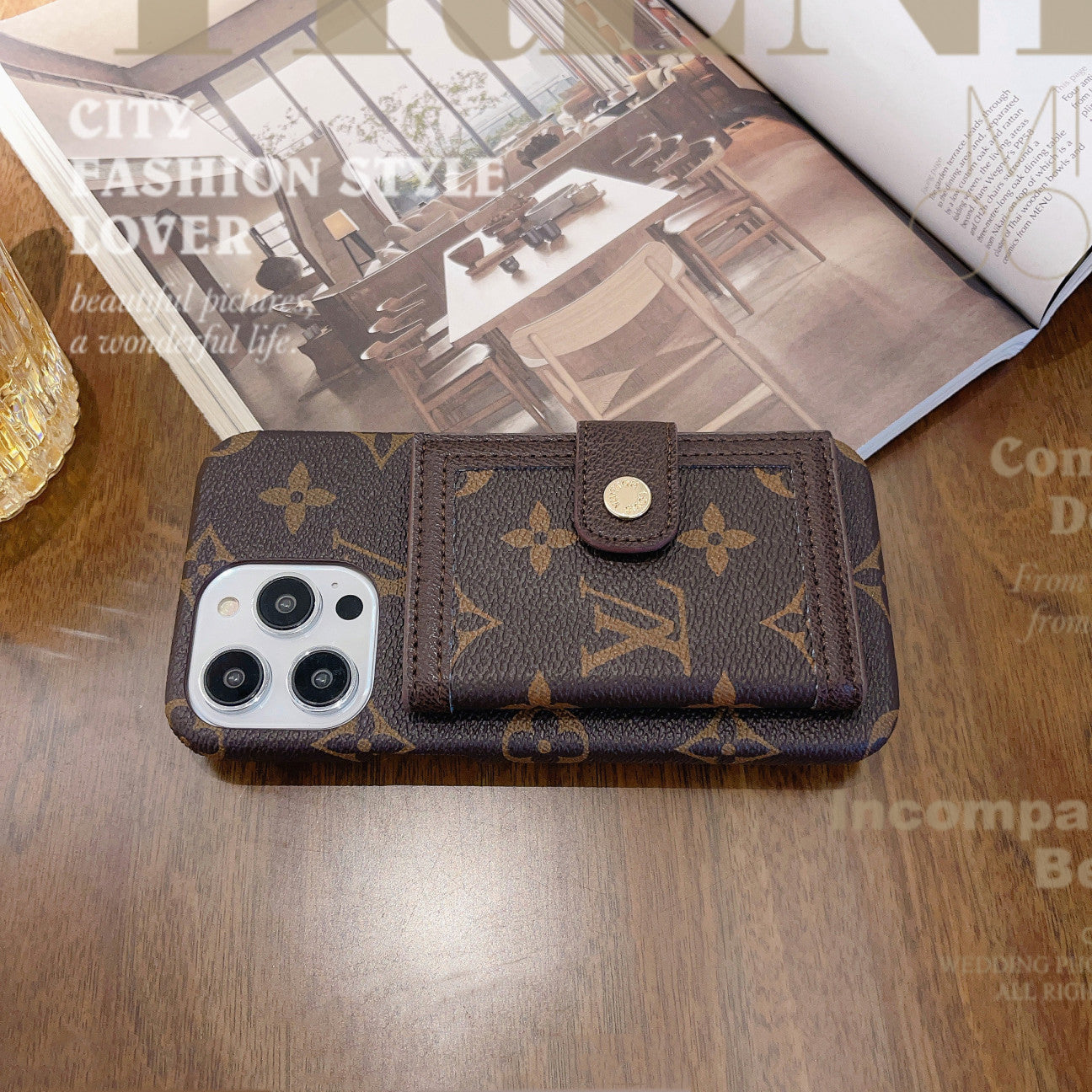 Leather Monogram iPhone Case With Wallet-YCQ241712