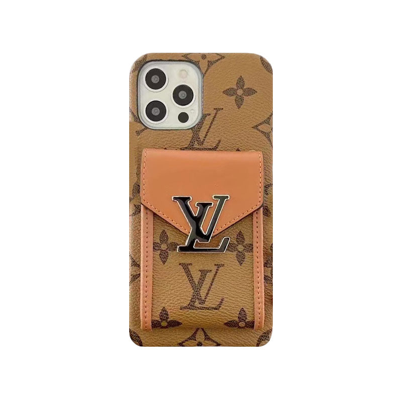 Monogram iPhone Case With Card Holder Yellow Printing -XK241701