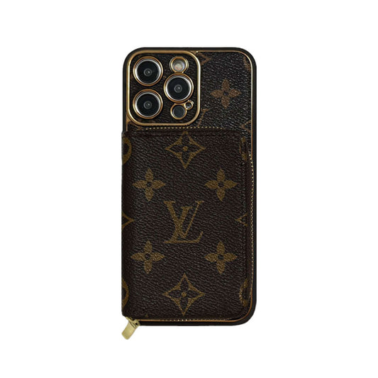 Monogram iPhone Case With Wallet Brown Big Printing-LQB240329