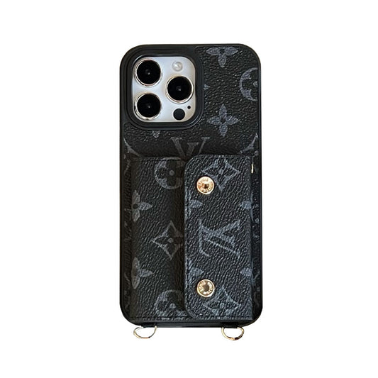 Monogram iPhone Case With Wallet And Strap Black-ZYW240824