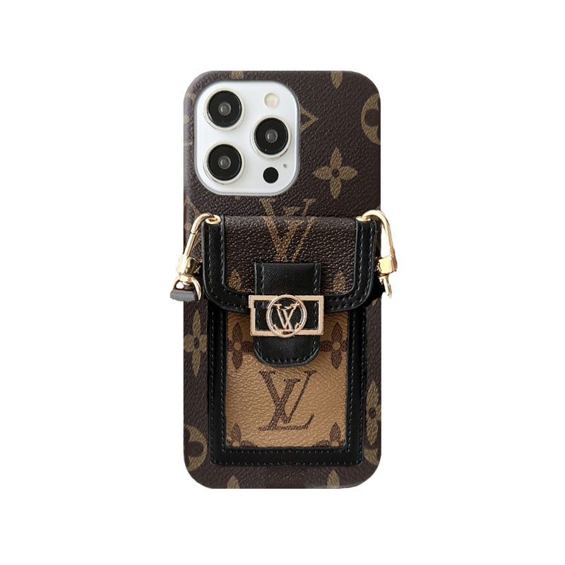 Monogram Dauphine iPhone Case With Card Holder And Strap Brown -LQK240329