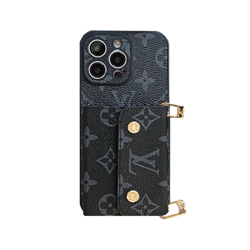 Monogram iPhone Case With Wallet And Strap Black-ZYK240821