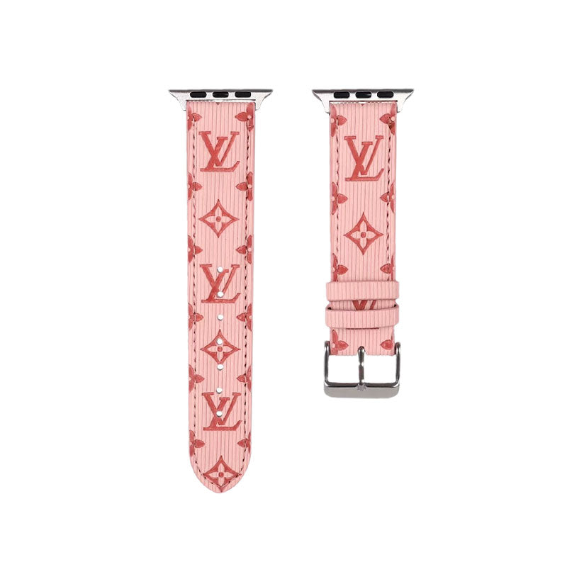 Luxury Monogram Apple Watch Band Leather Pink-SW24422