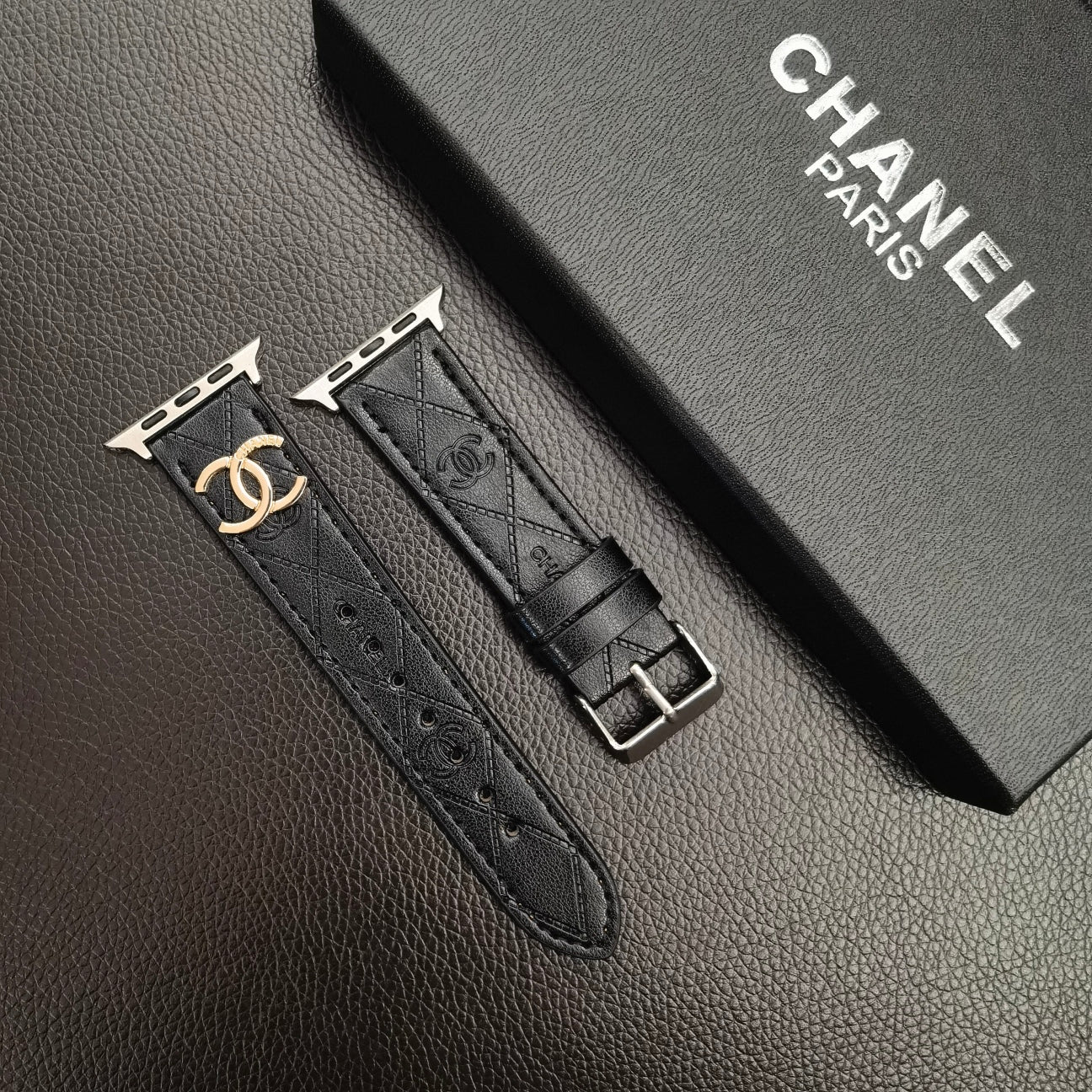 Luxury CC Apple Watch Band Black-YHK2405059