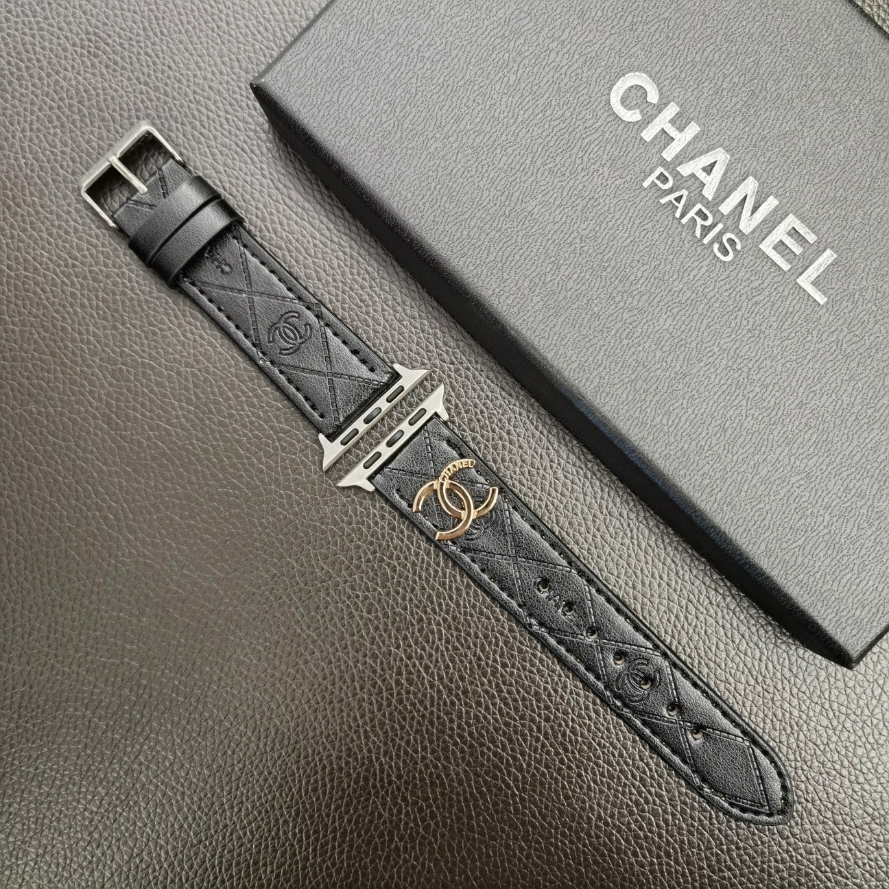 Luxury CC Apple Watch Band Black-YHK2405059