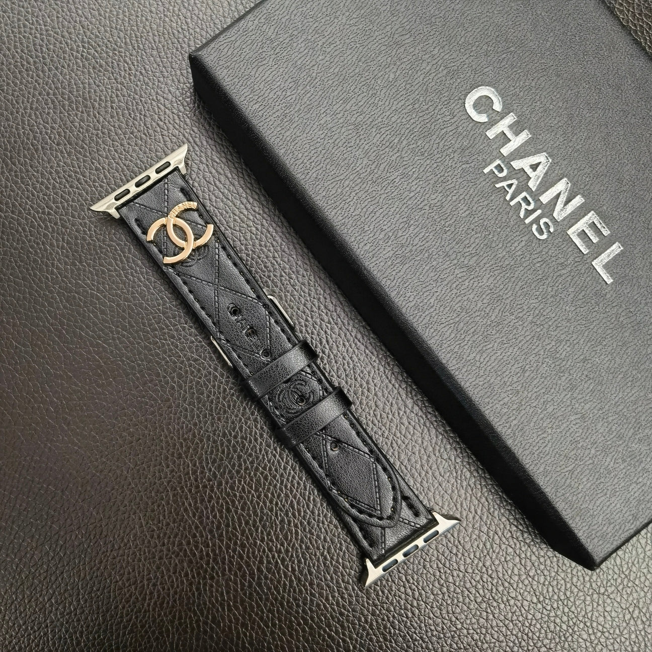 Luxury CC Apple Watch Band Black-YHK2405059