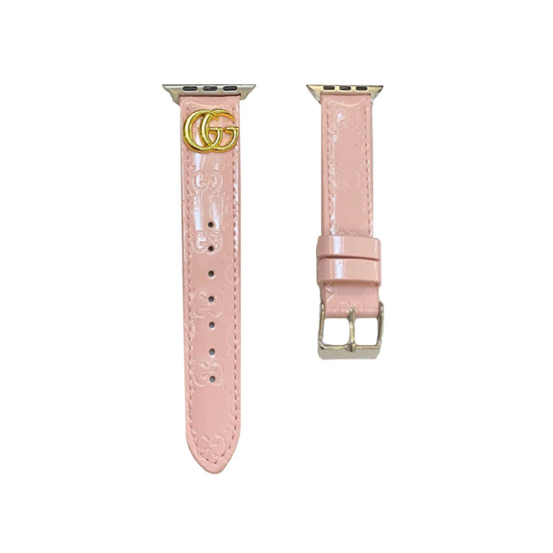 Leather GG Apple Watch Band Pink-LGk240509