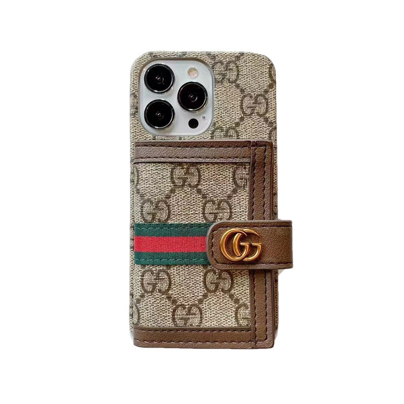 GG iPhone Case With Wallet Brown -GGB241913