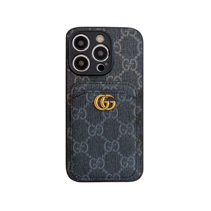 Classic GG iPhone Case With Card Holder Black -KBK240425