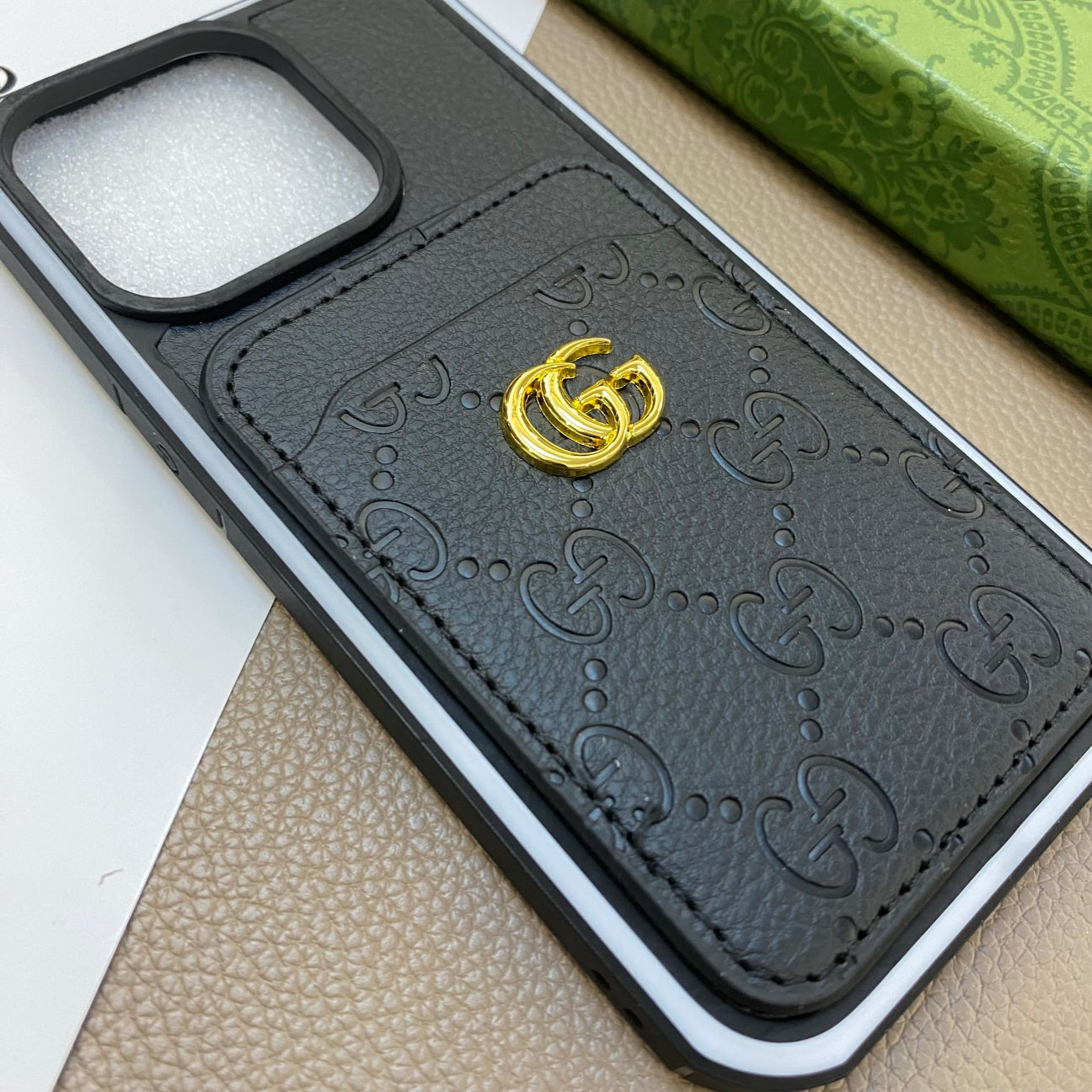 GG iPhone Case With Card Holder Blcak -KBK240424