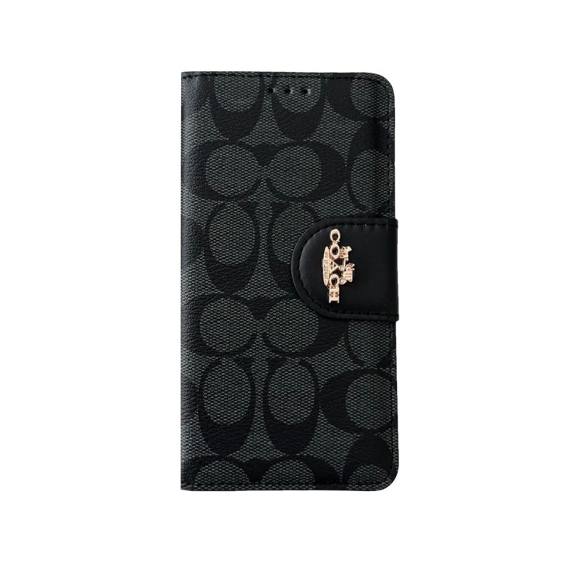 CH iPhone Case Leather Flip Case with Card Holder Black-PTK241622