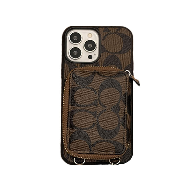 CH iPhone Case With Wallet Coffee-LQB241412