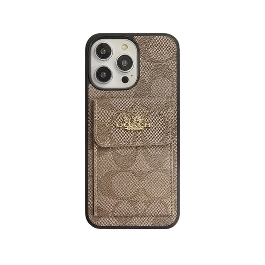 CH iPhone Case With Card Holder Wallet Light Brown -SZK240425