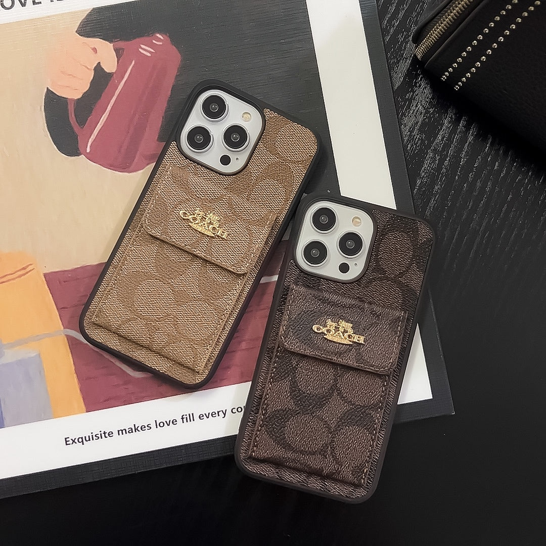 CH iPhone Case With Card Holder Wallet Light Brown -SZK240425