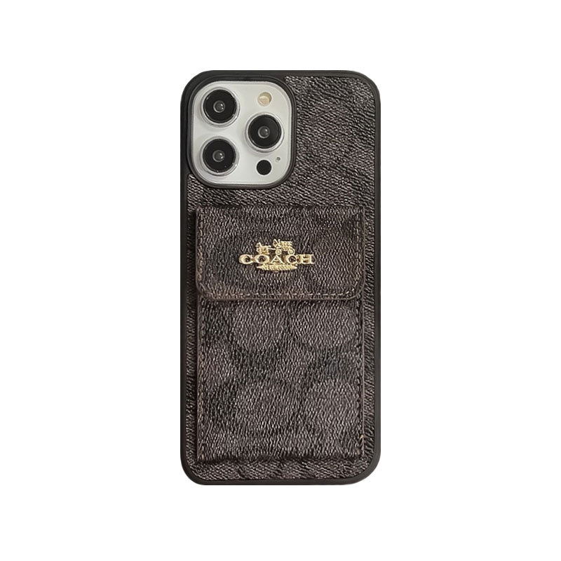 CH iPhone Case With Card Holder Wallet Light Brown -SZK240425