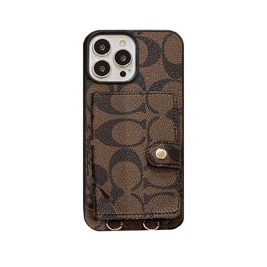 CH iPhone Case With Wallet And Strap Brown -SZK240402