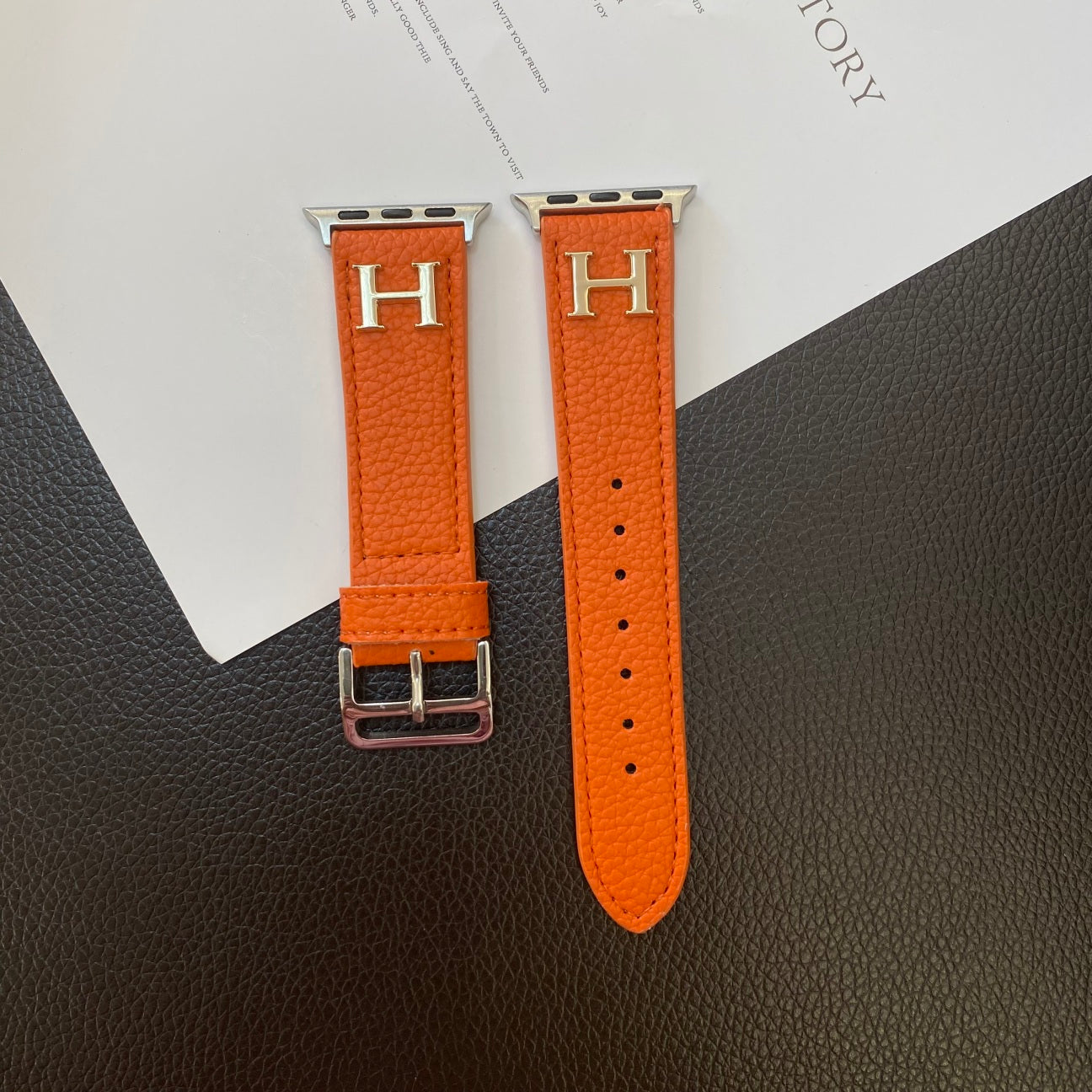 Luxury H Apple Watch Band Orange-ZP240509