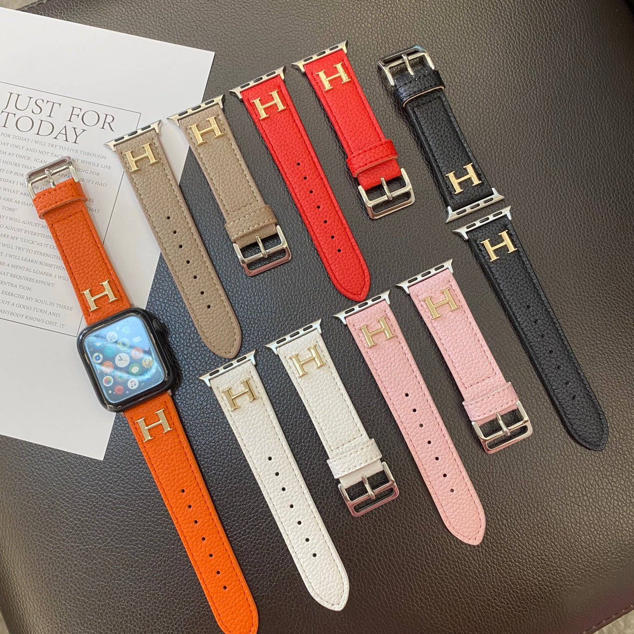 Luxury H Apple Watch Band Orange-ZP240509