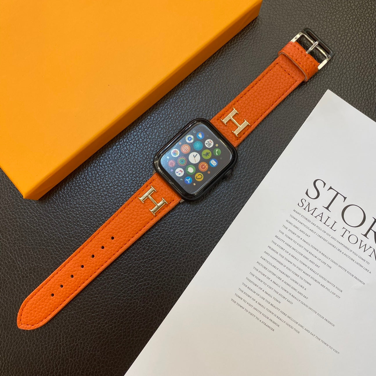 Luxury H Apple Watch Band Orange-ZP240509