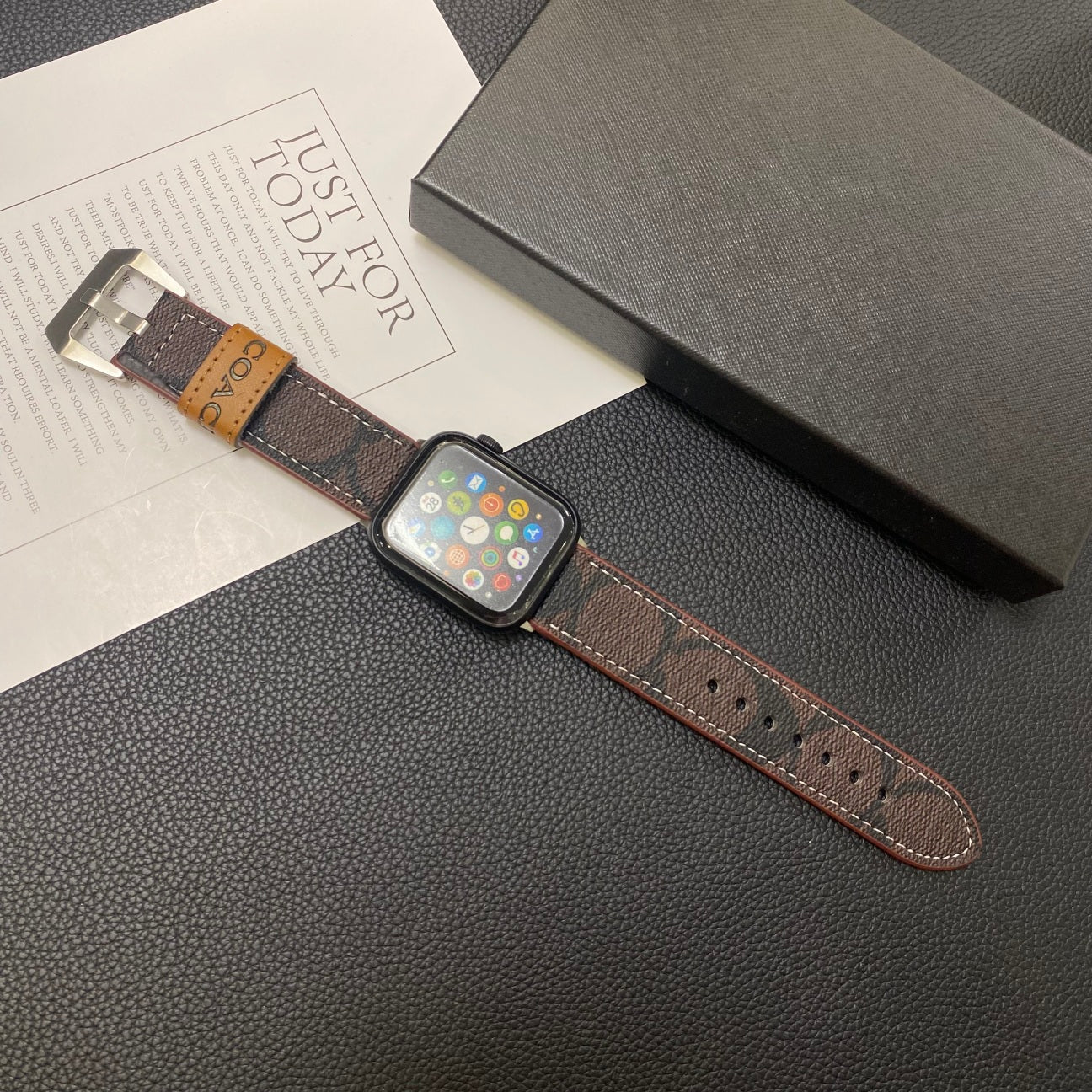 Leather C Apple Watch Band Dark brown-YHK244221710